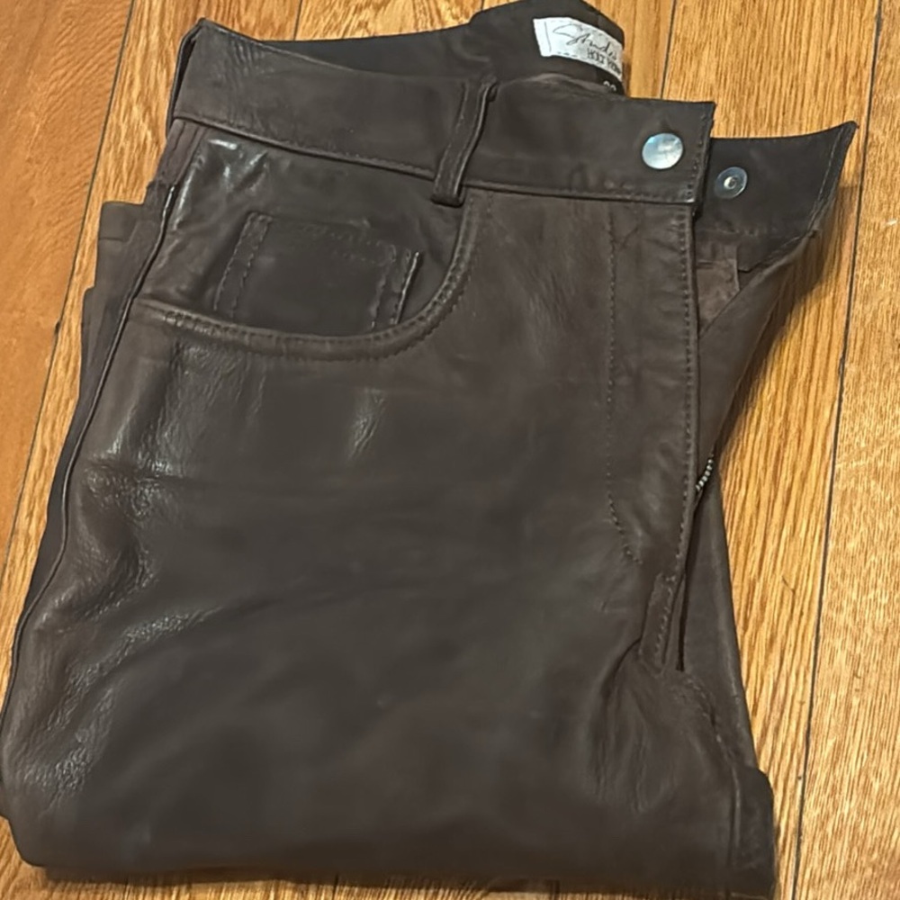 Chocolate Brown Holt Renfrew leather pant men sz 30